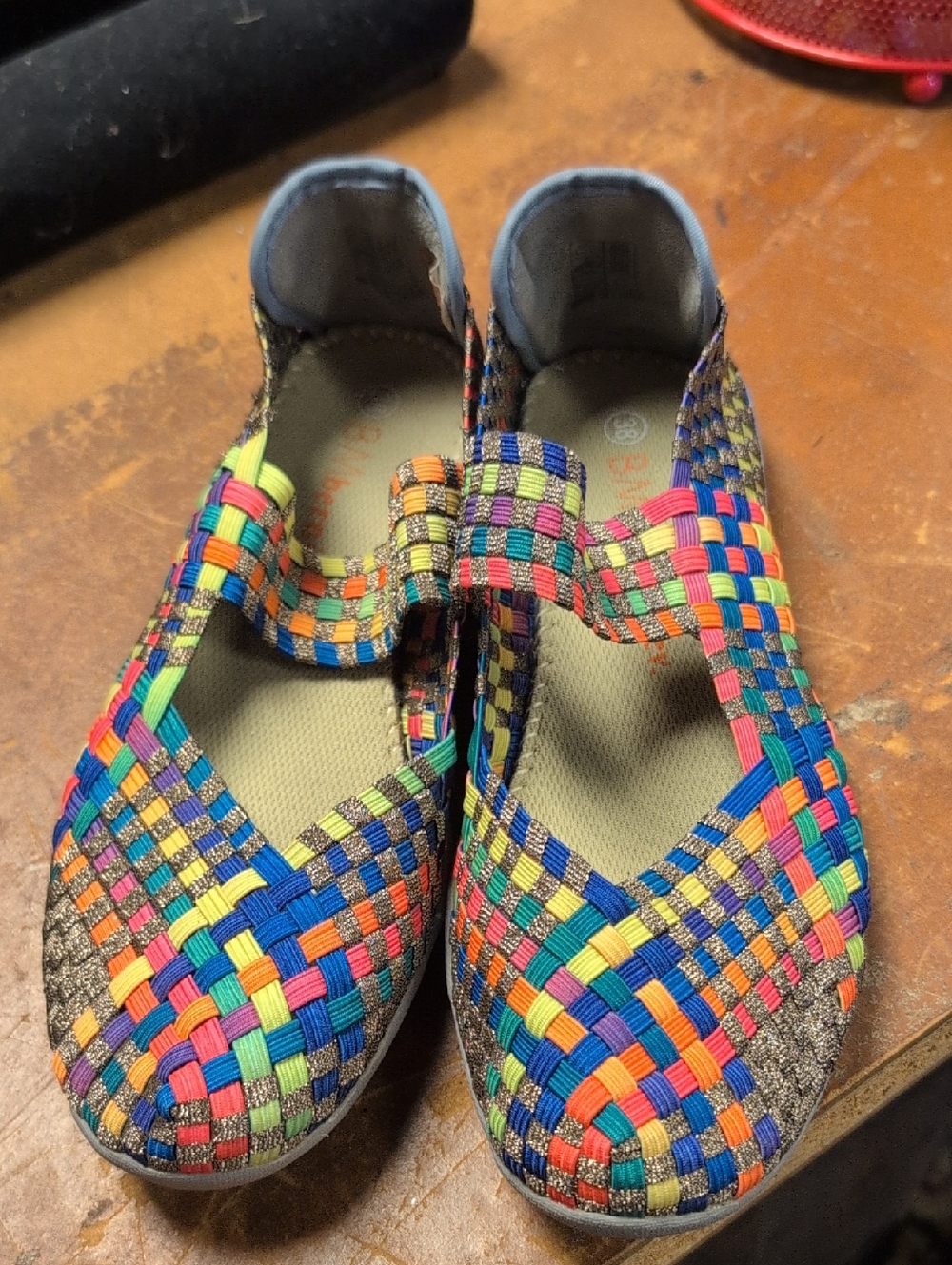 bernie mev. Rainbow Woven Mary Jane Moccasins